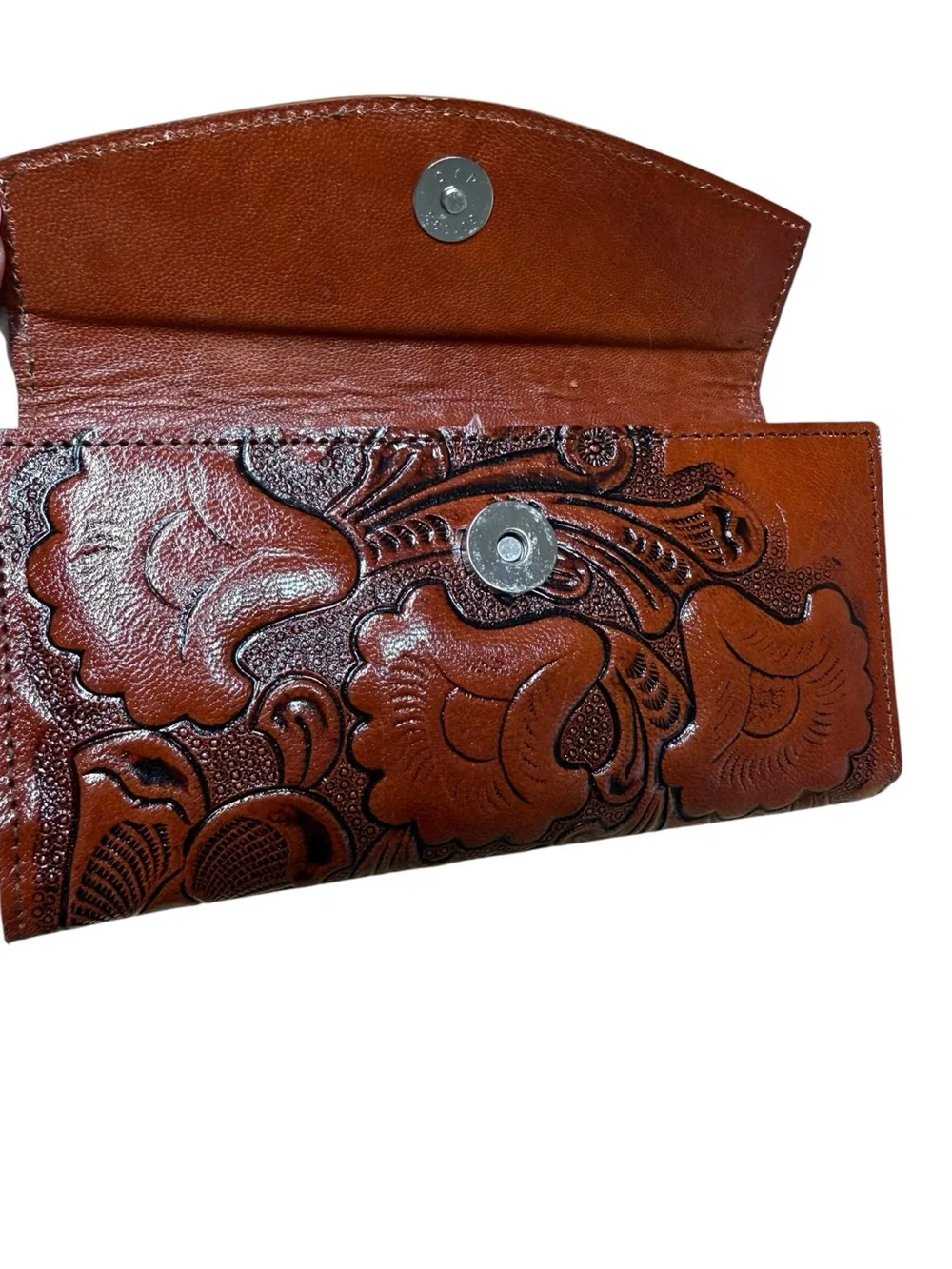 Mexican leather embossed wallet Brown